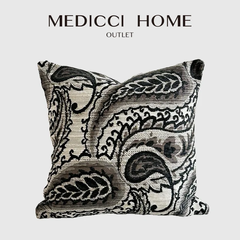 Medicci Home Accent Throw Pillow Cover Sham Cushion Case Paisley Pattern Embroidered Luxury Decorative Pillowcase Chic Home Deco