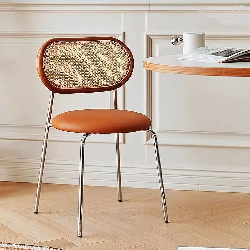 Nordic cream Internet celebrities ins home medieval imitation rattan chair simple balcony casual back chair retro dining chair