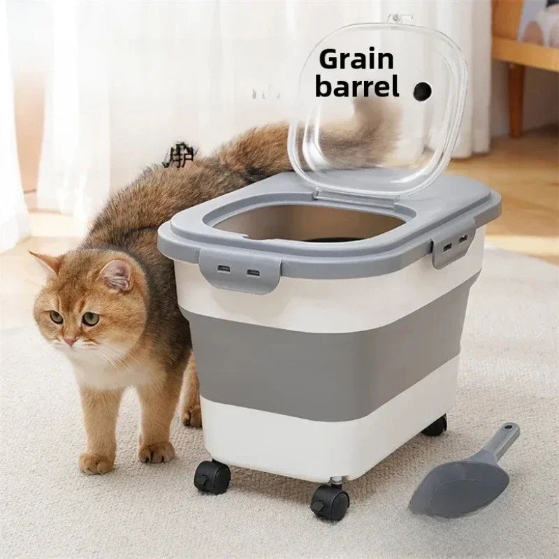 

Factory direct supply Amazon foldableable dog food bucket kitchen mildew-proof and moisture-proof grain storage bucket rice s...
