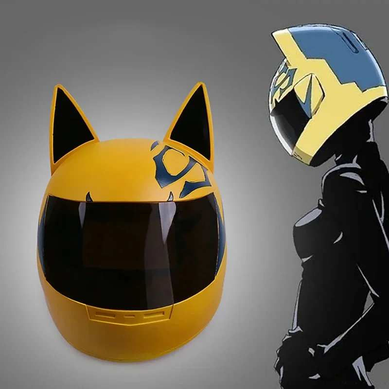 

FC6Anime DuRaRaRa!! Celty Cosplay Full Face Ears Yellow Latex Helmet Sturluson Helmet Cosplay Costumes Props Accessories Ha@FC8！