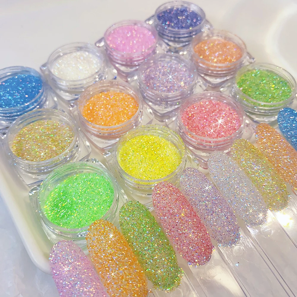 12 teile/satz Regenbogen Nagel Zucker Pulver Glitter Rosa Weiß Blau Glänzende Zucker Wirkung Candy Pulver DIY Diamant Weihnachten Nagel Staub ﻿