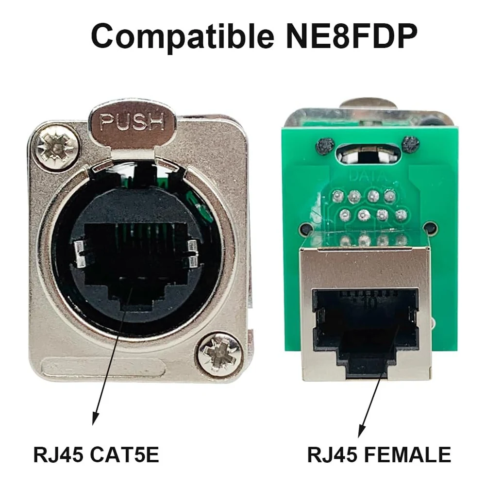 10PCS Ethercon Rj45 Chassis Socket, NE8FDP Ethercon Pass Through Connector, D Series Cat5 RJ45 Panel-Mount Socket