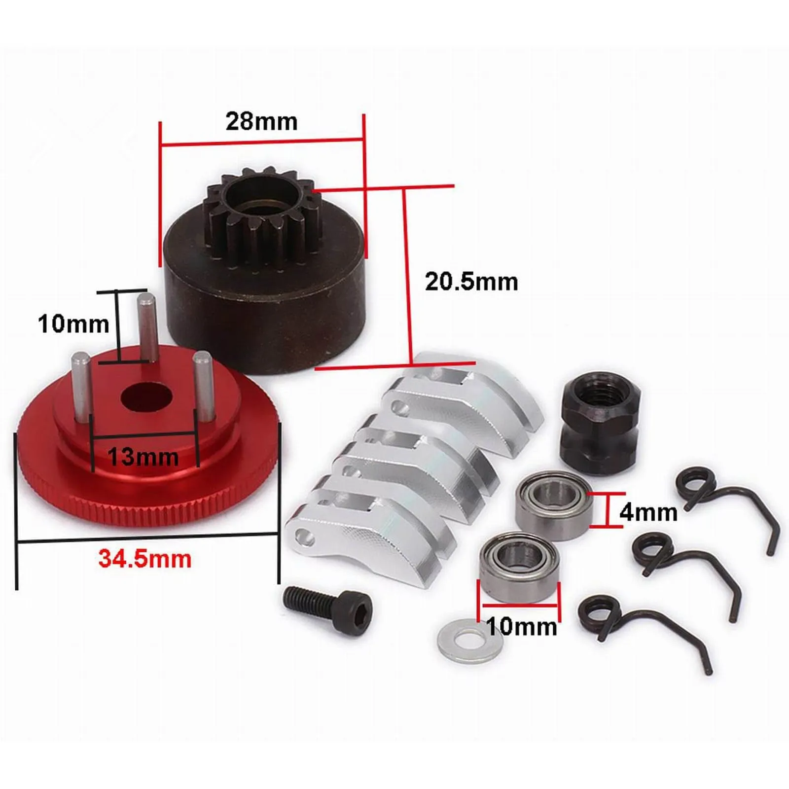Universal 14T Flywheel Clutch bell Set for 1/8 RC Car HSP KYOSHO Buggy Truck Truggy Level 21 to 28 Nitro Engine Upgrade Parts