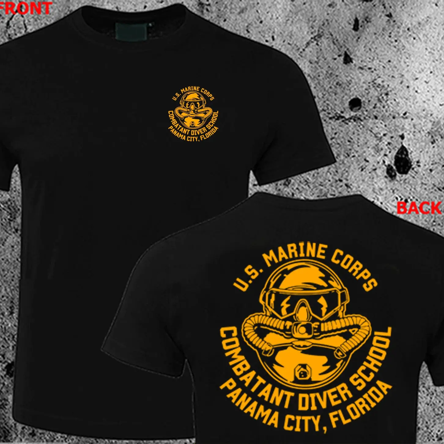 US Marine Corps Special Forces Combat Diver Same Skull Pattern Print Short Sleeve Cotton T-Shirt Men's and Women's Casual Top