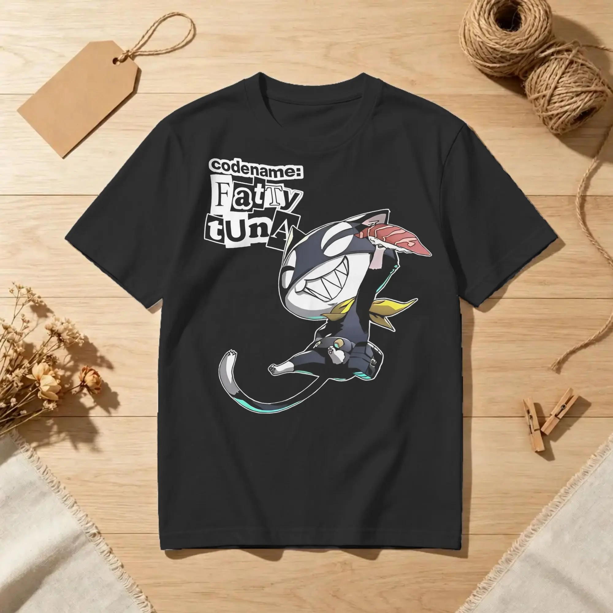Persona Morgana- Codename Fatty Tuna T-Shirts Men Women Pure Cotton Tee Shirt Crew Neck Short Sleeve T Shirts Plus Size Clothes