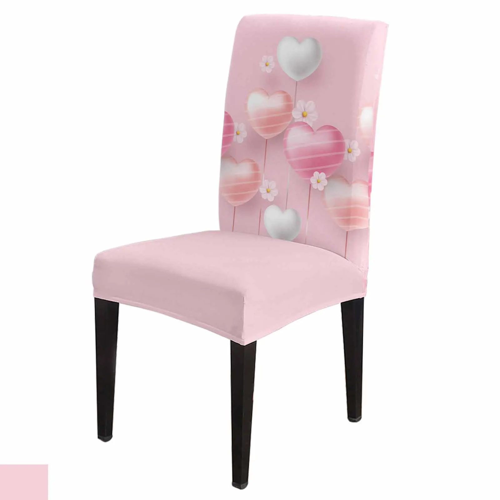 Pink Love Balloon Chair Cover Spandex Elastic Dining Chair Slipcover Wedding Banquet Hotel Stretchy Seat Cover