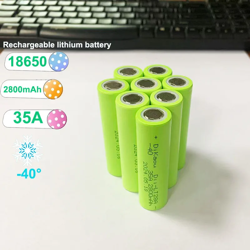 

100% Original for 18650 -40 Degrees 2800MAH 35A ​​2.8AH 18650 Li-ion Battery 3.7V Rechargeable Battery for Toys, Power Tools