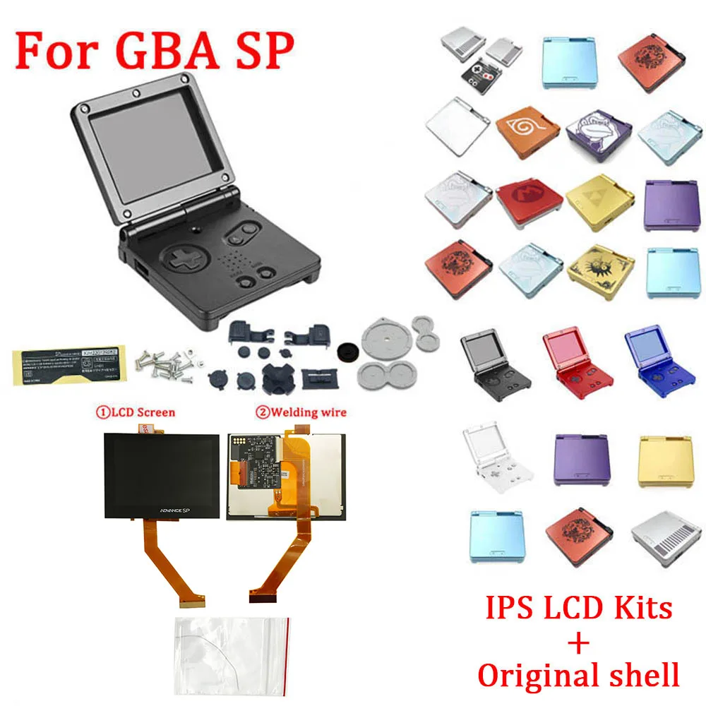 

Комплекты ЖК-дисплея IPS V4 с чехлом для GBA SP IPS V4 ЖК-экран с подсветкой и предварительно вырезанным корпусом для корпуса консоли GBASP с кнопками