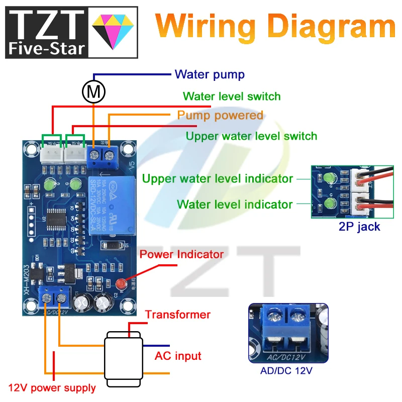 XH-M203 Full Automatic Water Level Controller Pump Switch Module AC/DC 12V Relay