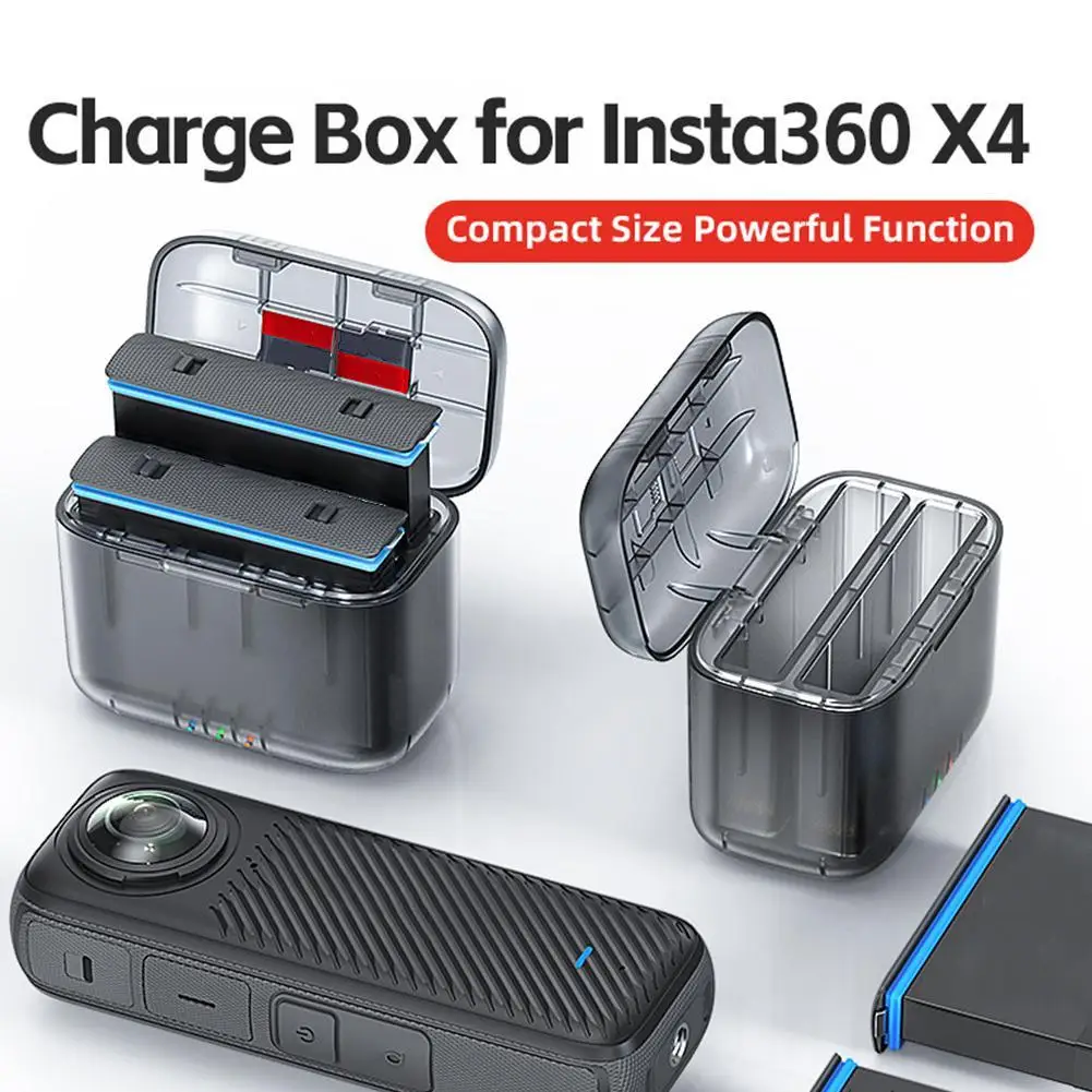 FOR Insta360 X4 Charging Case Dual Charging Battery Charger Hub With Card Slots Magnetic Design Storage Accessories