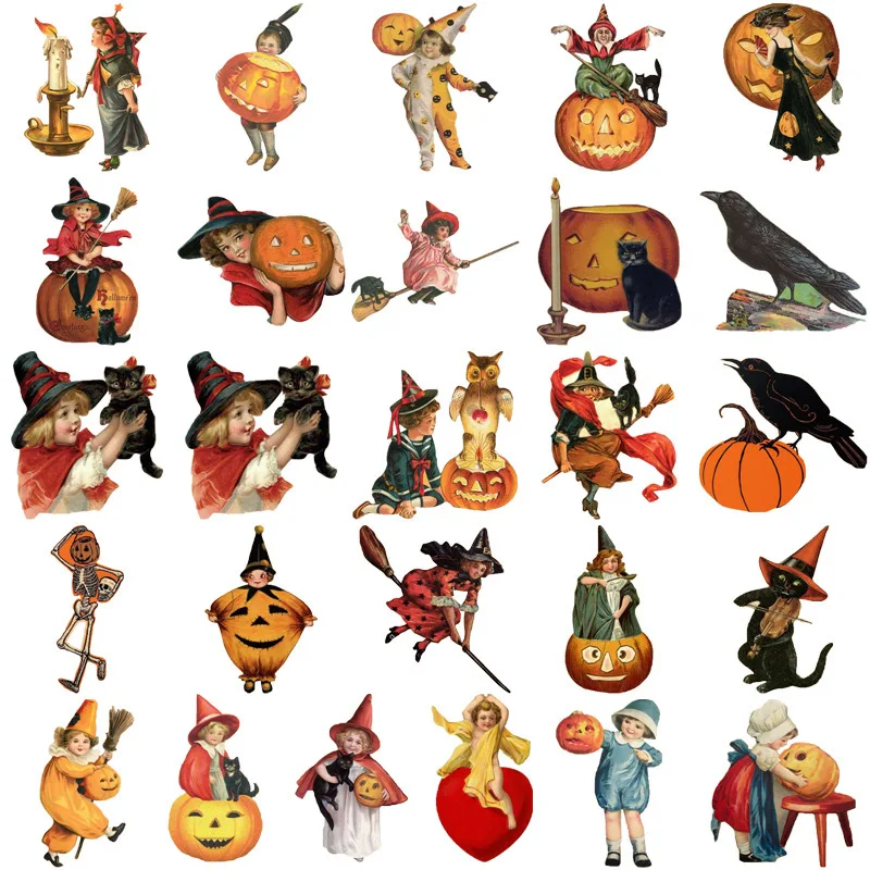 10/30/50PCS Retro Horror Halloween Pumpkin Cartoon Sticker DIY Phone Laptop Luggage Skateboard Graffiti Decals Fun for Kid Toy