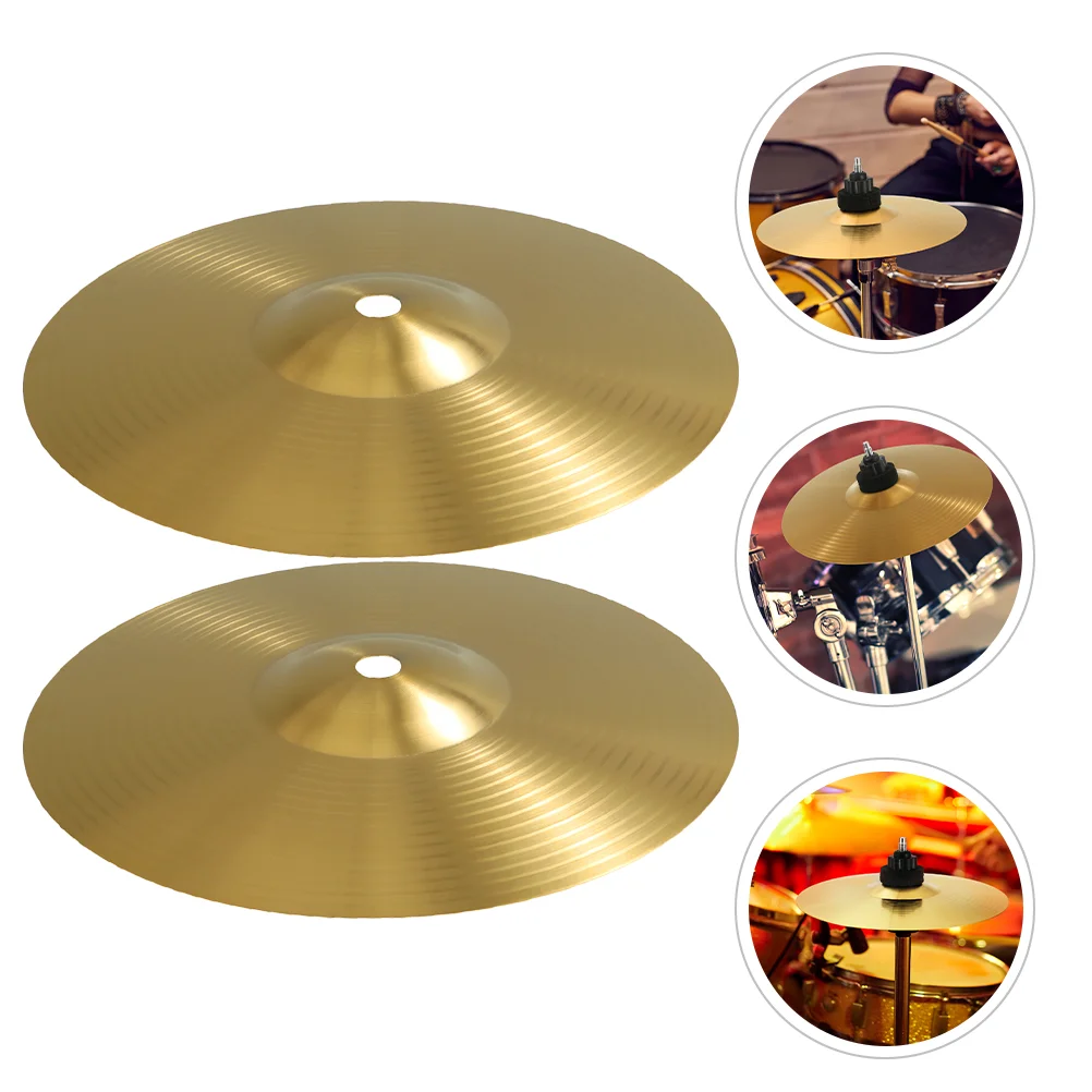 

2 Pcs Cymbals Drum Accessories Musical Instrument Practice Metal Jazz Crash Supplies Brass Kit