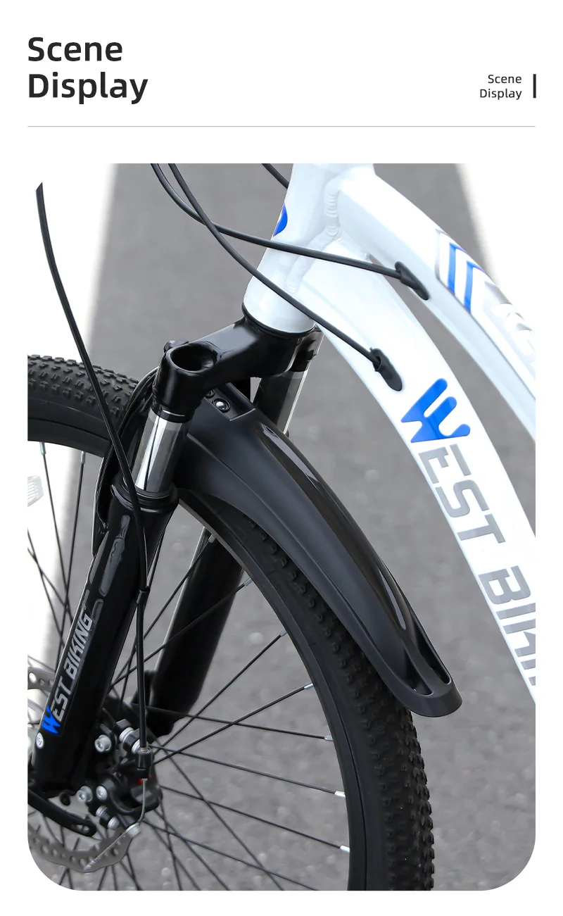WEST BIKING Breite Fahrrad-Schutzbleche, Hohlschutzblech-Set für 20-24 Zoll Mountainbikes, für Regenfahrten auf dem Trail, aus strapazierfähigem PP-Kunststoff – Detail 12