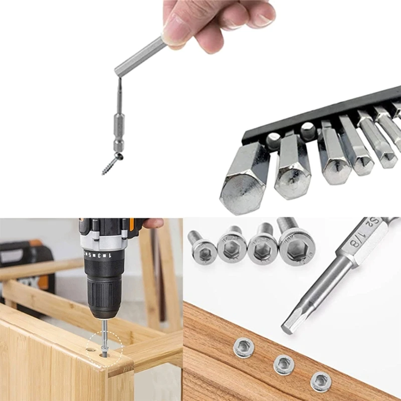 10PCS Professional Magnetic Screwdriver Bits Set Home Tools Long lasting Steel 5/64 3/32 7/64 1/8 9/64 5/32 3/16 7/32 1/4 5/16