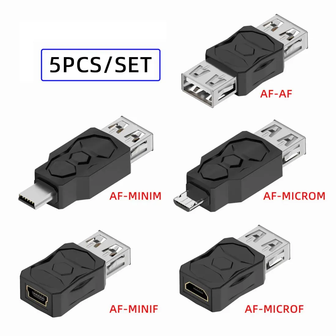 Chenyang USB 2.0 Connector Micro ＆ Mini USB 5Pin to USB 2.0 OTG Data Charge Converter Adapter 5Pcs/Set