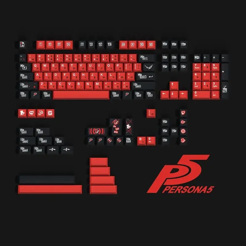 

Persona Theme Goddess Keycap Japanese Red Black 142 Keys Cherry Profile PBT 5 Side DYE Sublimation For GH60 GK61 GK64 68 75 84