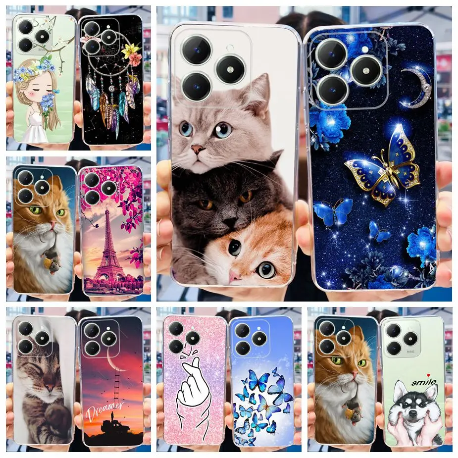 For Realme C63 4G Case RMX3939 Cute Painted Cover Soft Silicone Phone Case For Realme C61 C 63 RealmeC61 RealmeC63 Fundas Bumper