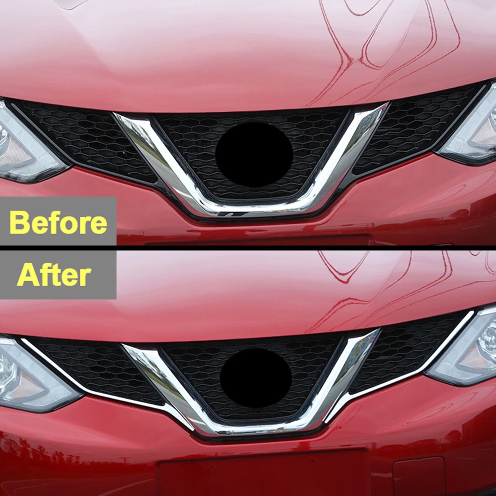 AX FOR NISSAN QASHQAI CHROME FRONT MESH GRILLE GRILL HEAD LIGHT COVER 2014 2015 2016 2017 TRIM INSERT STYLING MOLDING GARNISH