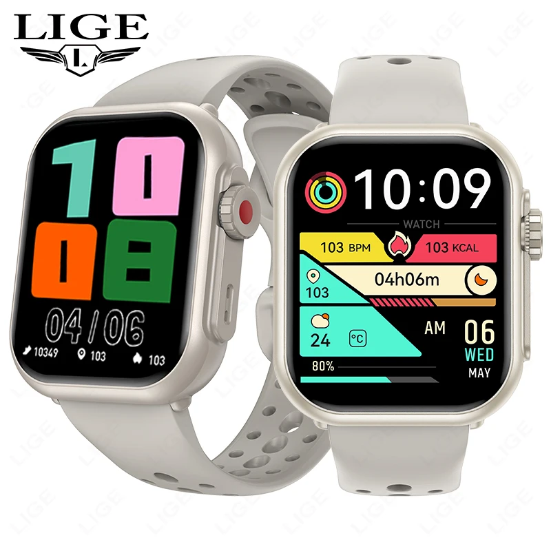 LIGE 2026 Watch For IOS Smart Bracelet 1000mAh Battery AMOLED Display Bluetooth Call Waterproof Men Women Sports Smart Watch