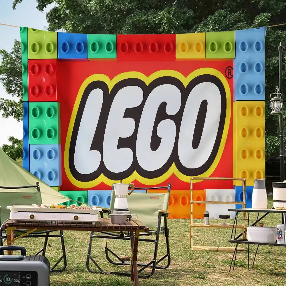 Classic Toy L-LEGOS Cartoon Flag Art Science Fiction Room Home Decor Wall Hanging Home Decor Banner