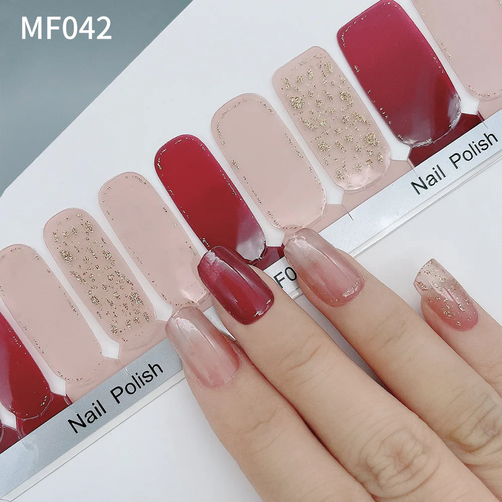 Adesivi per unghie con copertura completa timbrata a 10 dita Nuova lamina calda Flash Pellicola gel per smalto con paillettes Adesivo per unghie duraturo impermeabile