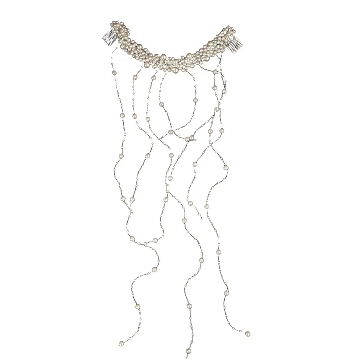 الزفاف جديد إكسسوارات الشعر اليدوية اللؤلؤ القبعات شرابة مشط موجة عقال إكليل الزفاف مشط الشعر الملحقات #5