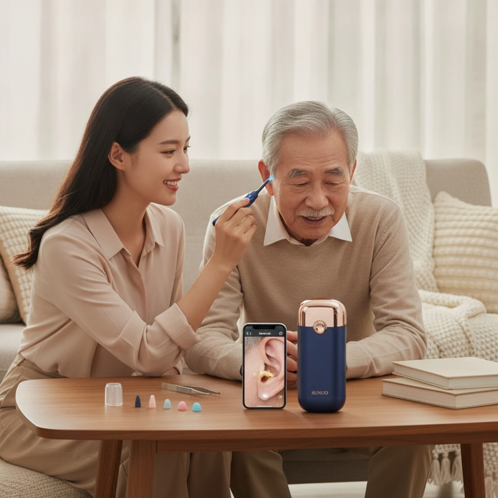 Ear Cerumen Removal Tool with Camera Handheld Ear Cleaning Kit with Camera Rechargeable High Definition for Adults, Home, Travel