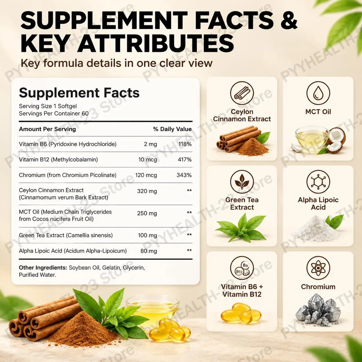 Docteat Energy Support Softgels with Vitamin B6 B12 and Chromium Maintain Daily Vitality Support Metabolic Balance 60 Softgels