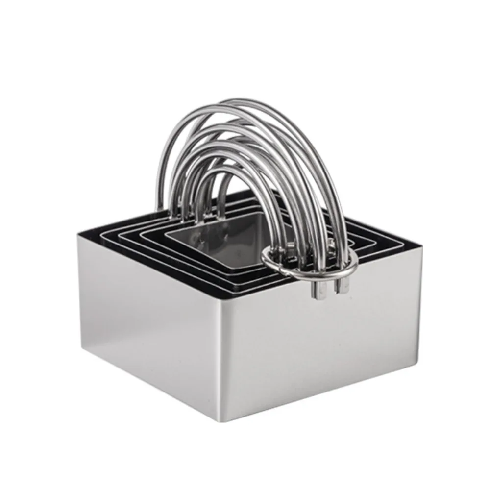 

5pcs Square/Round Stainless Steel Cookie Cutter Set Lace/Straight Edge with Handle Biscuit Mold DIY 5 Sizes Sandwich Mold