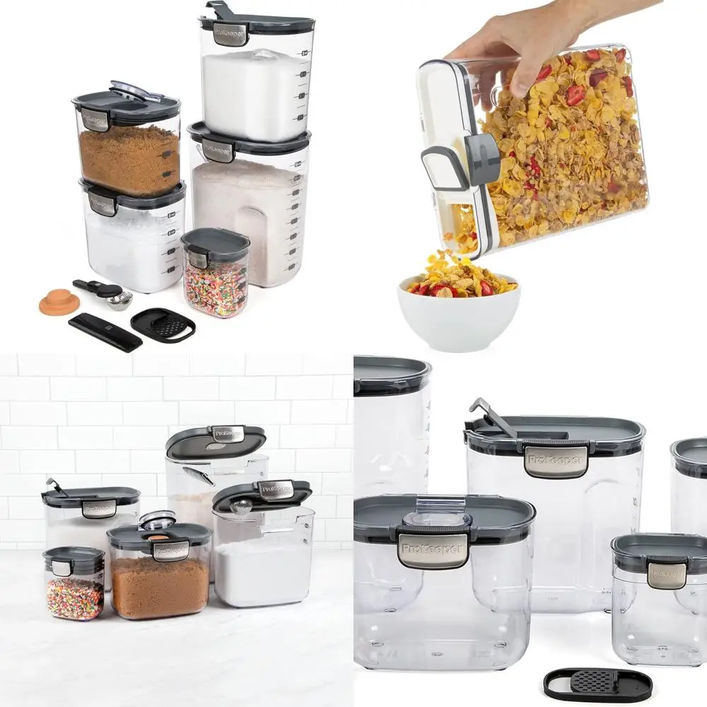 

9-Piece Clear Plastic Airtight Canister Set for Flour and Sugar Storage with Grey Magnetic Accessories