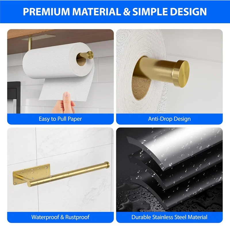 

ABKS-держатель для бумажных полотенец под шкафом, самоклеящийся, без сверления, нержавеющая сталь, настенный для кухни, дома, автофургона