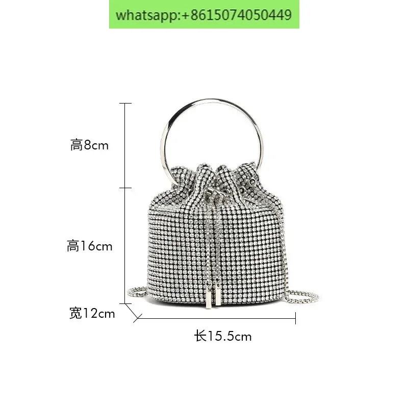 

Fashion chain diamond-encrusted one-shoulder diagonal bucket bag