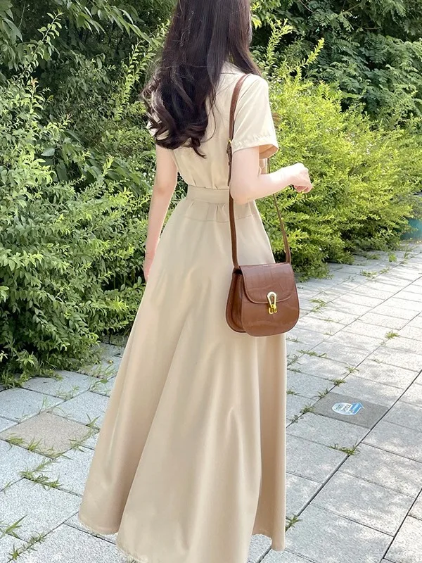 Ele irt Sle Summer Dr Dames Eenvoudig High-End Gevoelens Taille-Knipperend Afslanken ort Sve Long Dr