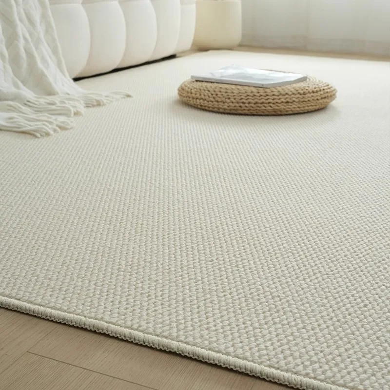 Solid Color Textured Carpet Beige Art Living Room Decoration Carpets Comfortable Easy Clean Bedroom Rugs Non-Slip Washable Rug