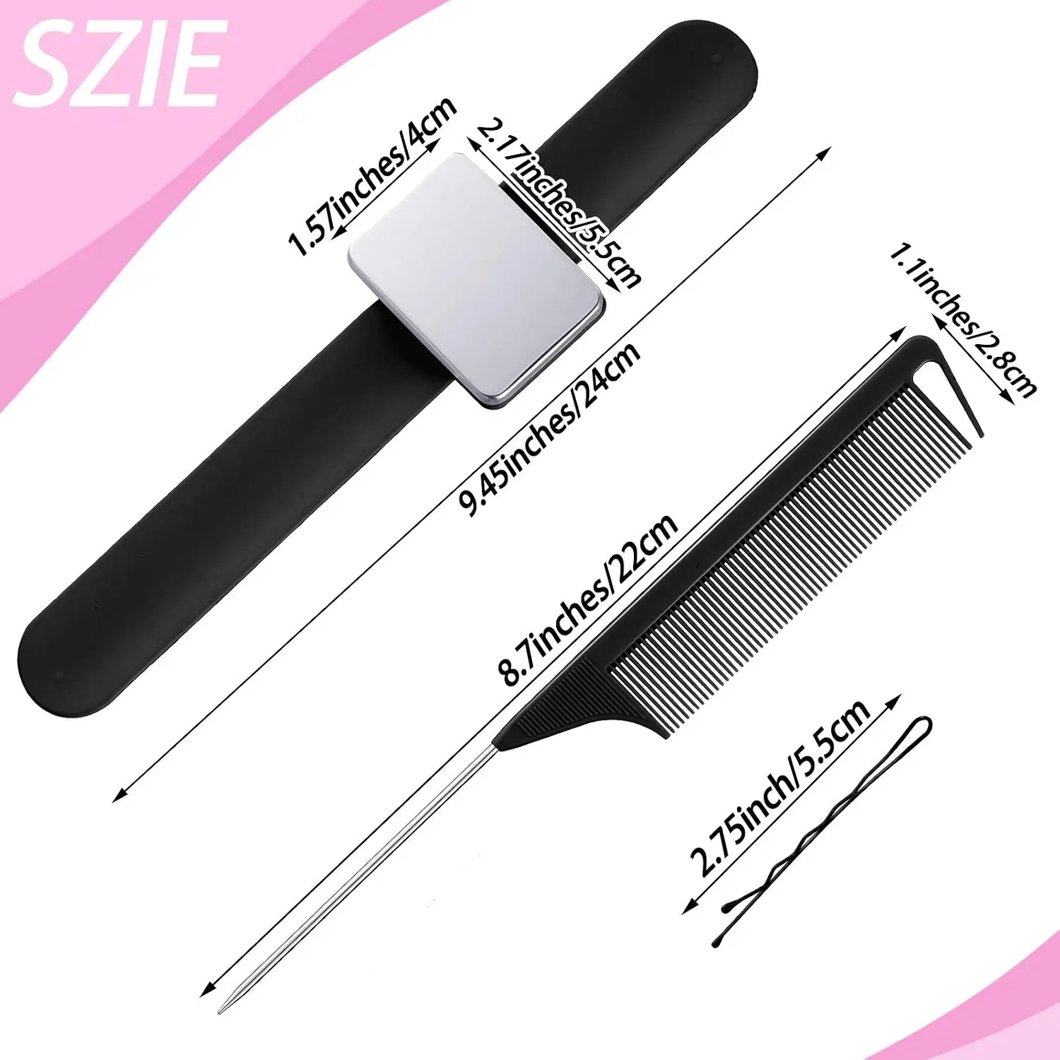 Magnetic Wrist Strap Kit , Hairpins and Combs,Keeps Hairpins and Combs for Braiding, Sewing, Quilting