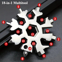 Snowflake Wrench 18 in 1 Multifunctional Hexagonal Shape Small Portable Universal Tool for Outdoor Camping Hiking Gear