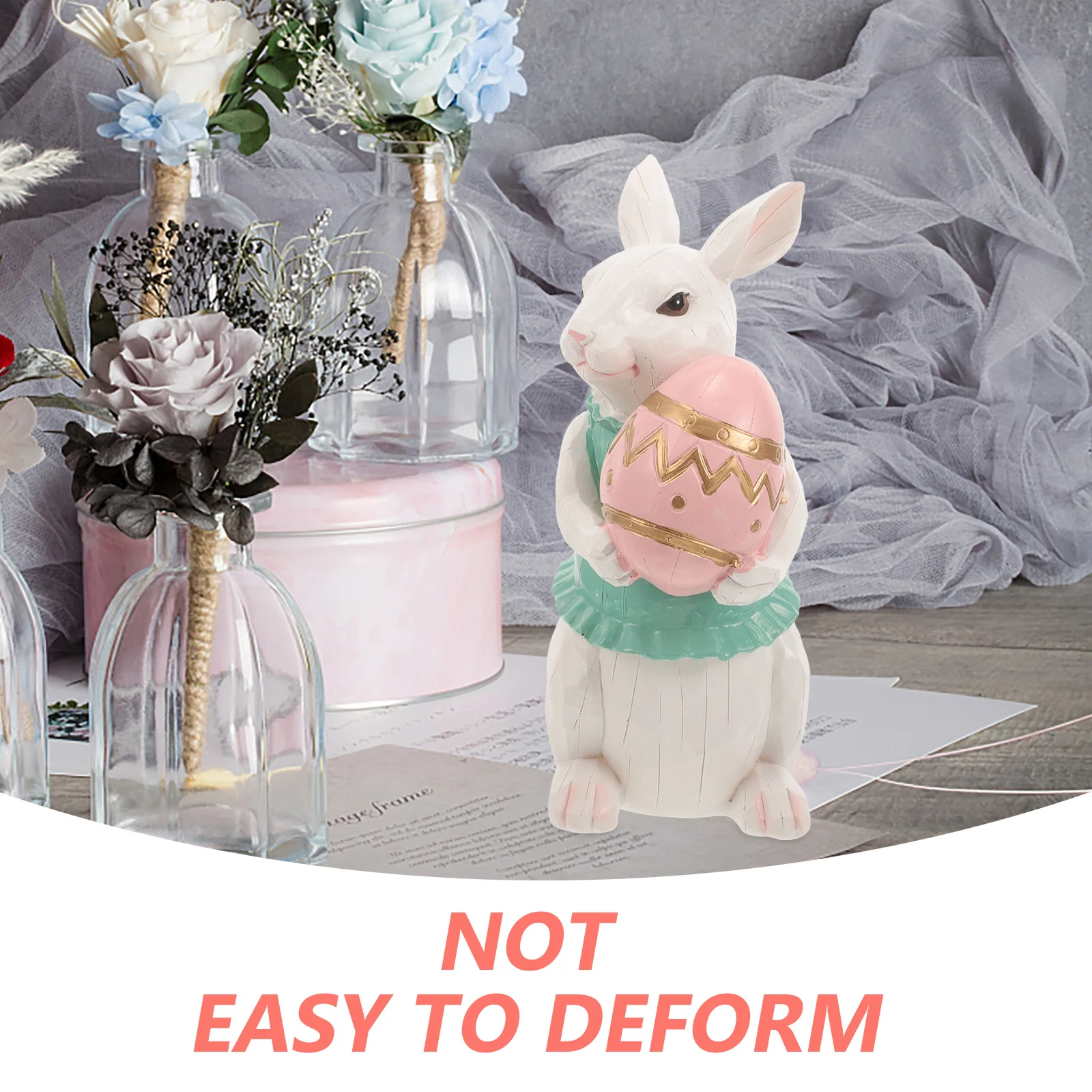 

Easter Bunny Resin Decoration Small Delicate Rabbit Statue Tabletop Desktop Decoration Garden Ornament Funny Rabbit for Garden