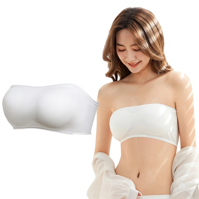 1/5Pcs Breathable Disposable Bra Underwear for Women Cotton Padded Wireless Bandeau Tube Top for Yoga Travel and Outdoor