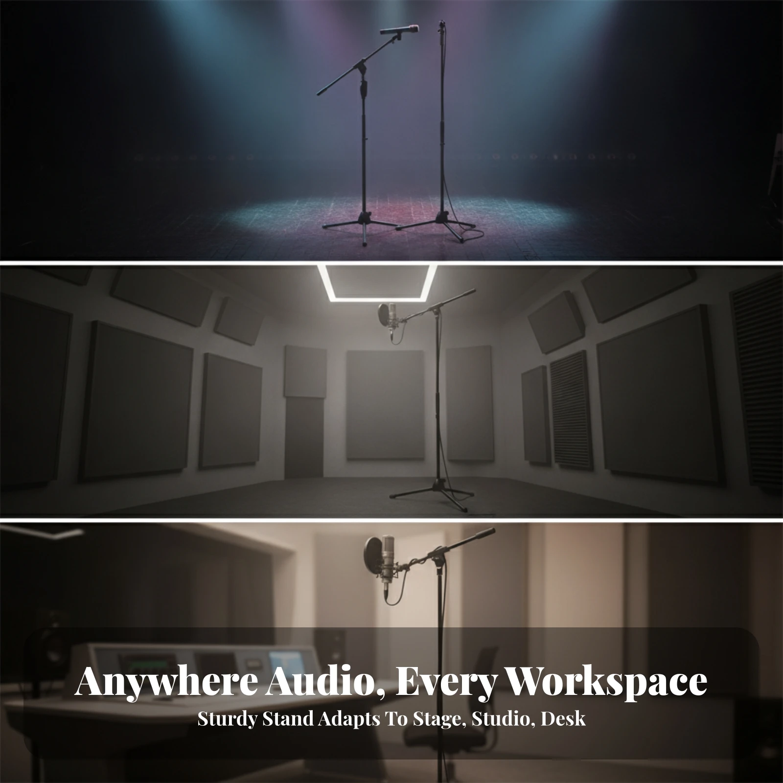 Floor Mic Stand with Arm Arm Adjustable Arm Mic Stand Stable Long-Lasting for Singers, Stage, Recording Studio
