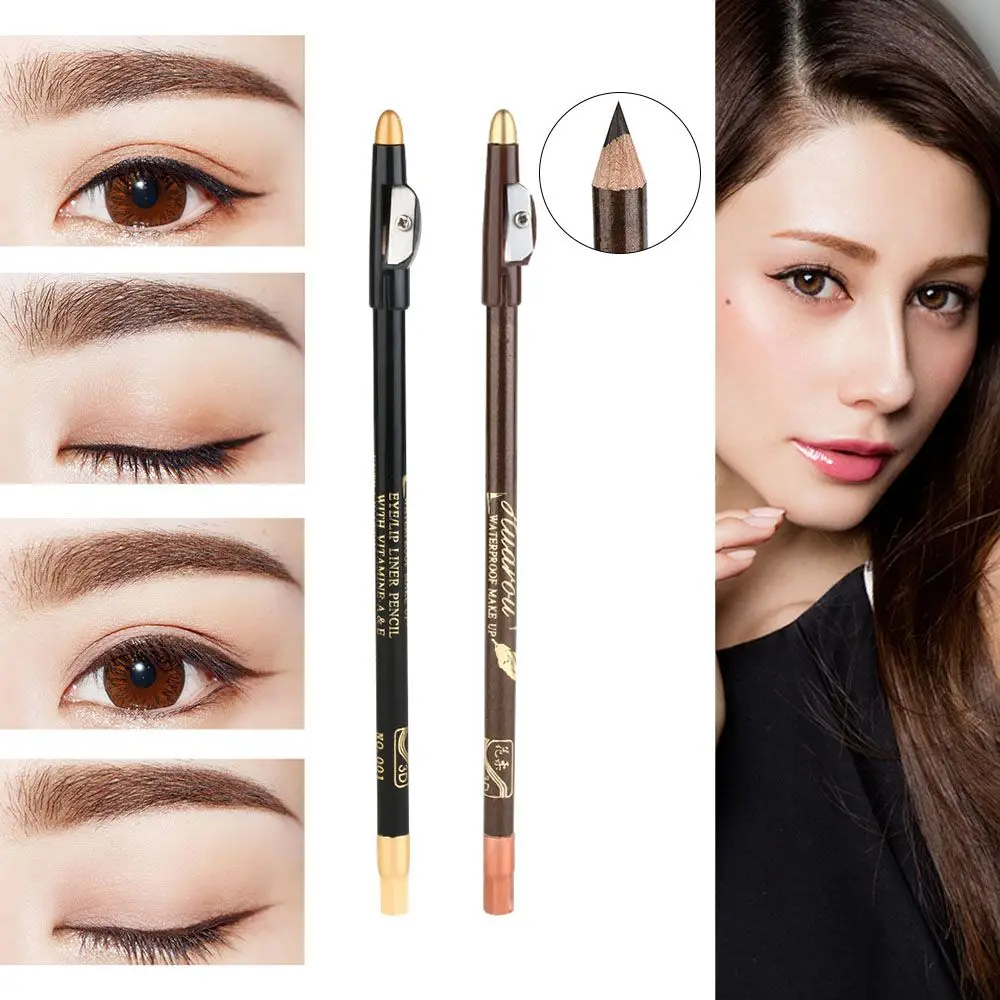 Nuovo trucco bellezza nero/marrone temperamatite coperchio matita per sopracciglia eyeliner impermeabile