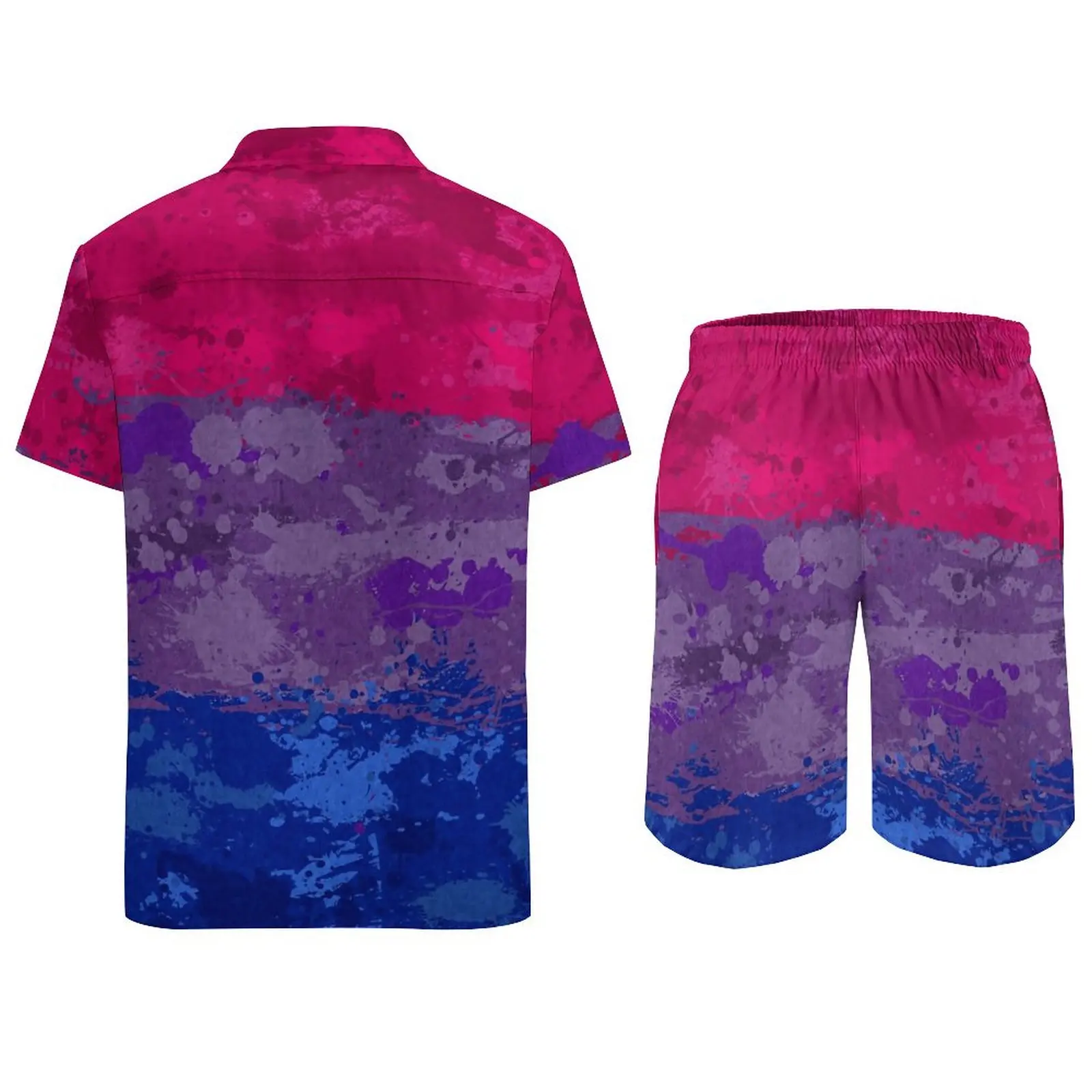 Bissexual Pintura Splatter Bandeira Praia Suit dos homens, qualidade superior, 2 peças, coordenadas, qualidade superior