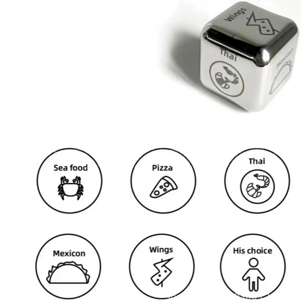 Food Spinner Stainless Steel Decision Dice Metal Food Decision Dice for Couples Anniversary Date Night Gift with 6 for Boyfriend