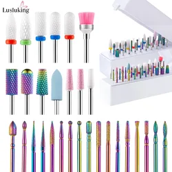 30Pcs Nail Drill Bits Ceramic Diamond Cuticle Efile Carbide Remover for Home Salon Acrylic Gel Nail Manicure Pedicure Tools
