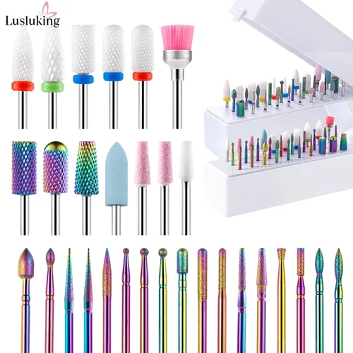 Imagen 1 del producto 30 Uds. Brocas para uñas, removedor de carburo Efile de cutícula de diamante de cerámica para salón en casa, herramientas de manicura y pedicura de Gel acrílico