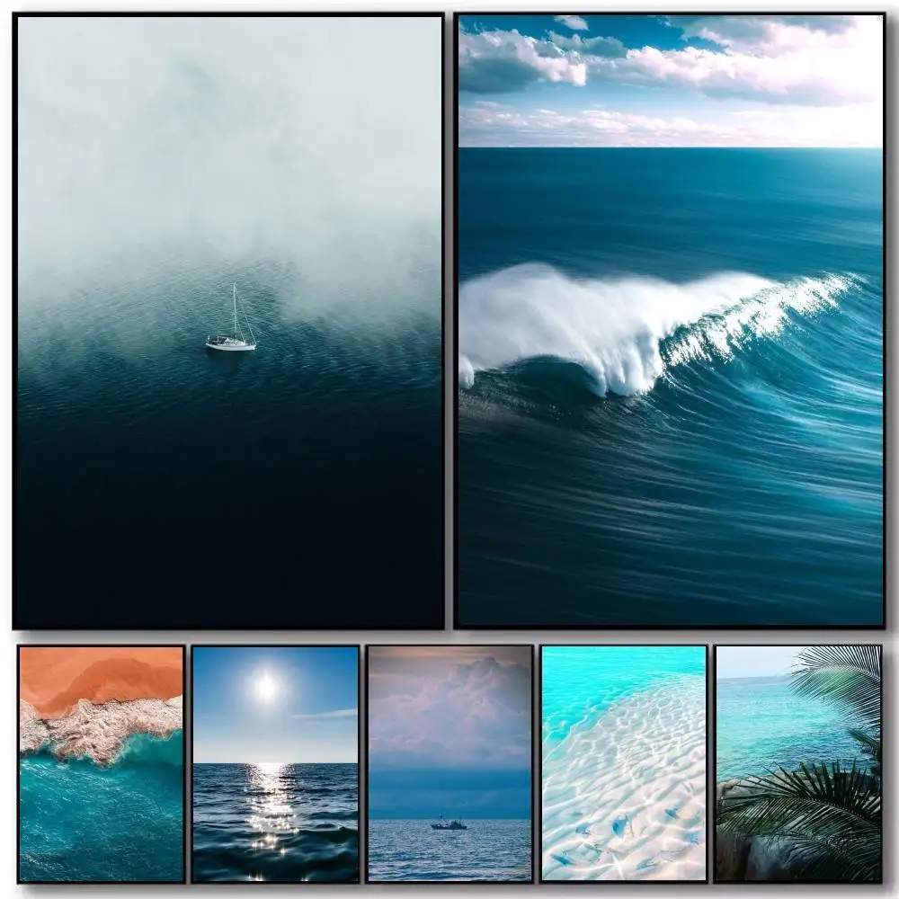Beach Ocean wave  Poster and Prints Wall Art Pictures for Modern Bedroom Game Room Home Decor