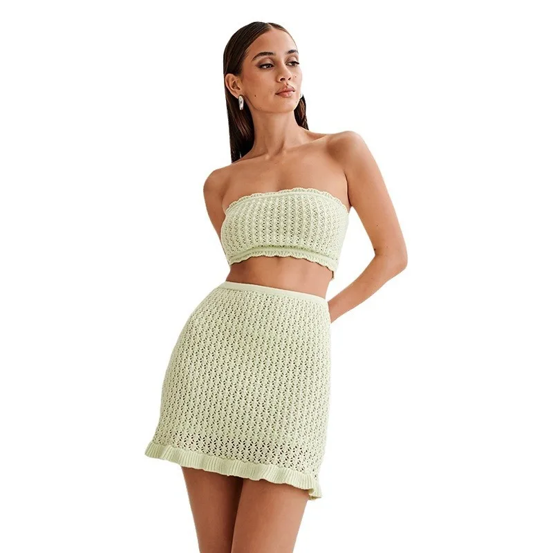 2024 verão nova cor sólida feminina sexy malha praia biquíni maiô cobrir conjunto de proteção solar