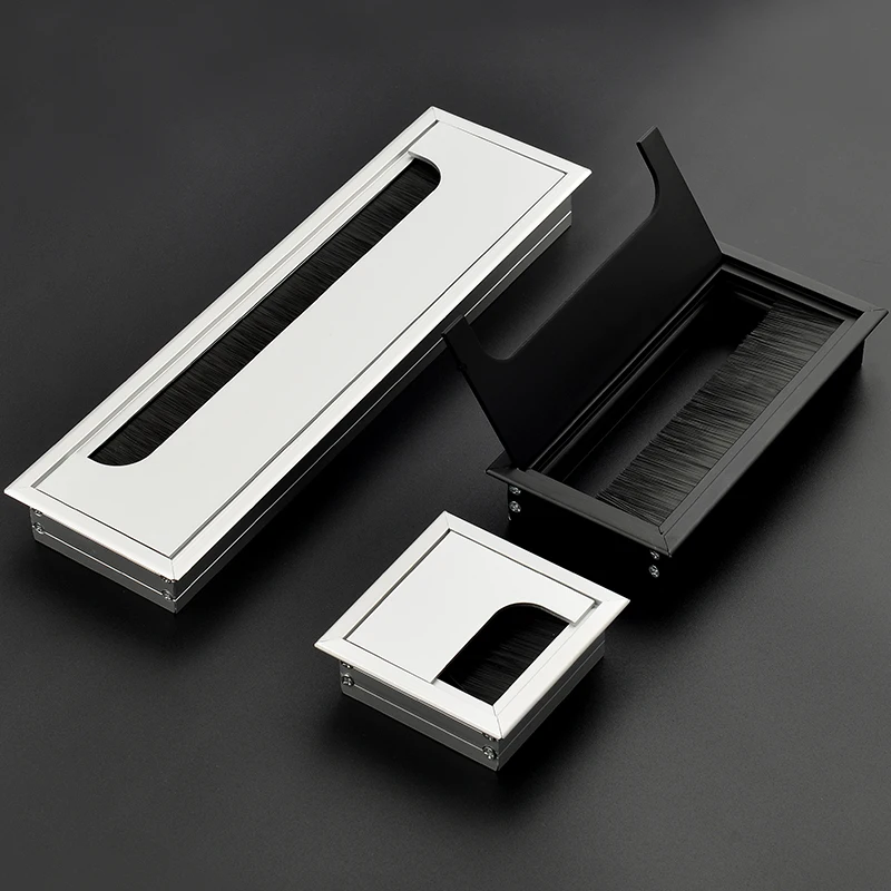 

Rectangular Cable Pass-Through Office Desk Port Cover Computer Desk Hole Cable Grommet Aluminium Alloy​