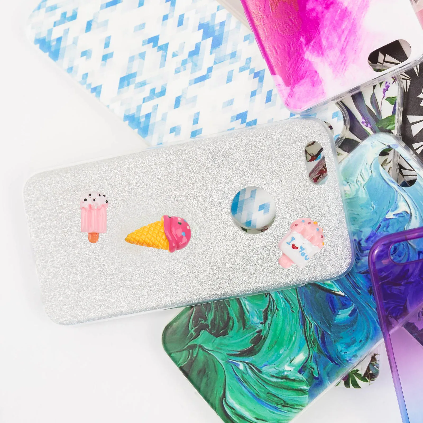 

20 Pcs Ice Cream Decorations Ornament Accessories Creative DIY Decals Resin Ice-cream Adornment Shaped Baby Colorful