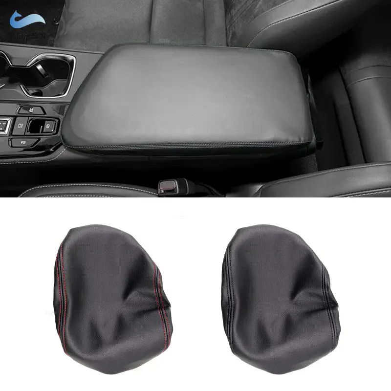 Car Interior Center Console Armrest Box Cover For Lexus NX NX200t NX300 2022 2023 2024 Black Microfiber Leather with Stitching