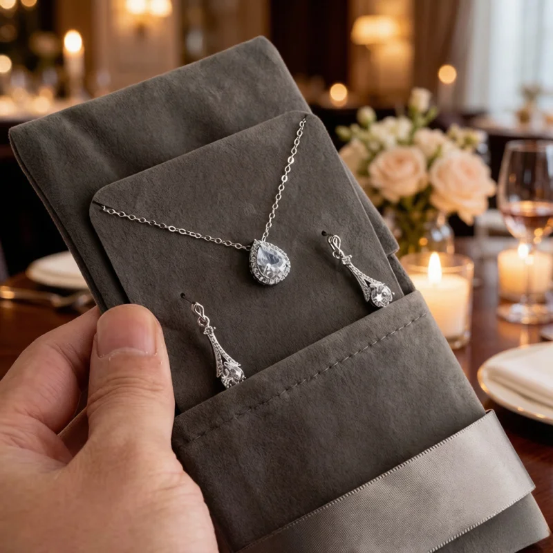 Thick Velveteen Jewelry Storage Bag, Flip Square Pouch for Earring & Necklace, Gift Packaging Display Pouch
